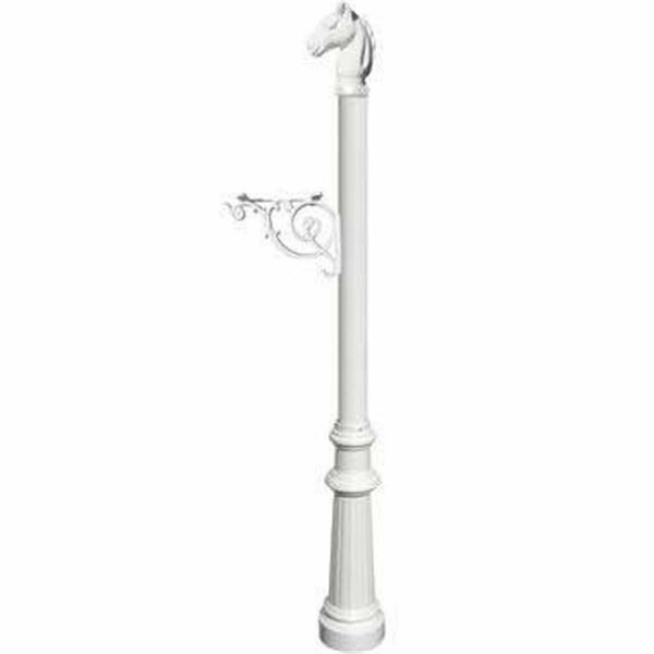 Lewiston Support Bracket Post System with Fluted Base & Horsehead Finial, White LPST-801-WHT